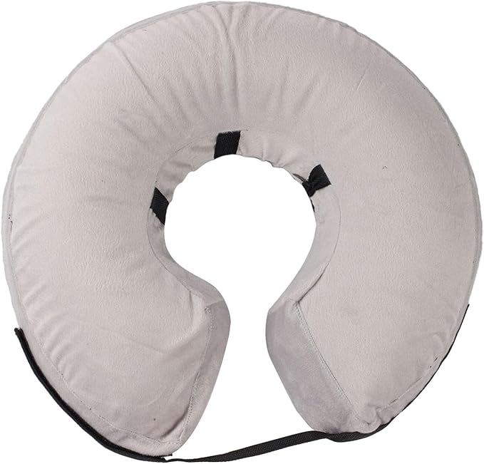 Inflatable Dog Neck Collar PVC Soft Warm Comfortable Protective Recovery Cone for Post Surgery Skin Itching Pets (Gray)