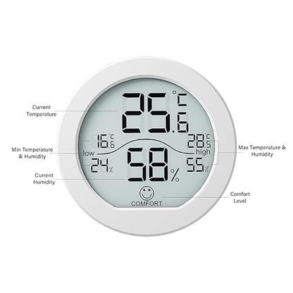SECRUI Digital Hygrometer Thermometer for Room Temperature Humidity Meter Indoor Thermometer Accuracy Calibration LCD Temperature Sensor with Maximum and Minimum Records, TH1, White