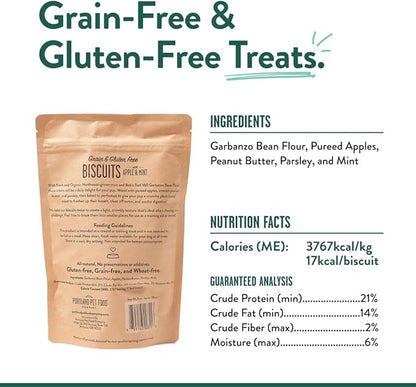 Portland Pet Food Company Apple & Mint Dog Treats Healthy Biscuits for Small Medium & Large Dogs - Grain-Free, Human-Grade, All Natural Dog Cookies, Snacks & Training Treats - Made in the USA - 5 oz
