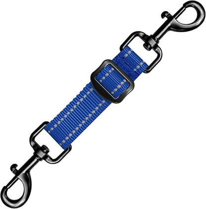Dog Collar Safety Clip, Reflective Double-Ended Backup Connector for Harness to Collar, Adjustable Safety Clip for Prong, Pinch Collars, Prevents Escapes & Accidental Disconnection