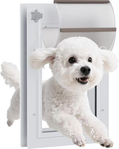 Heavy-Duty Weatherproof Dog Door for Wall and Door, Secure Double Flap Design with Aluminum Lock, for Indoor/Outdoor Use, Fits Pets Up to 40 lbs