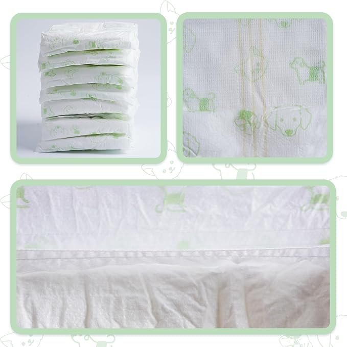 IMMCUTE Dog Diapers Male 100 Ct, XSmall, Male Dog Diapers Disposable with Wetness Indicator, Adjustable Male Dog Wraps