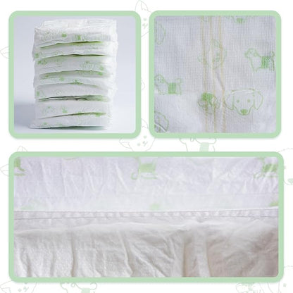 IMMCUTE Dog Diapers Male 100 Ct, XSmall, Male Dog Diapers Disposable with Wetness Indicator, Adjustable Male Dog Wraps
