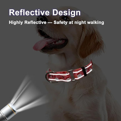 Reflective Christmas Martingale Collar for Dogs Nylon Training Collar with No Buckle No Pull Dog Collar for Large Dogs（Pink Snowman，L）