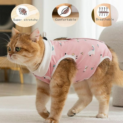 Cat Recovery Suit Female Kitten Onesie for Cats After Surgery Female Spay Surgical Abdominal Wound Skin Diseases Cone Collar Soft Alternative Wear (Alpaca, M)