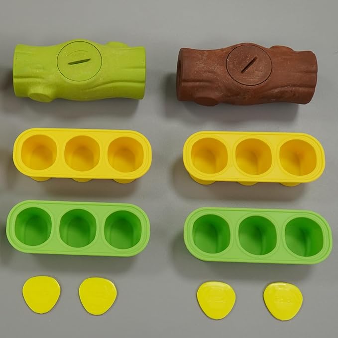 2 Pack Dog Toys for Aggressive Chewers, Interactive Indestructible Dog Toys with Frozen Treat Function, Durable Dog Puzzle Toy for Large & Medium Dogs, Reduces Anxiety, Green & Brown