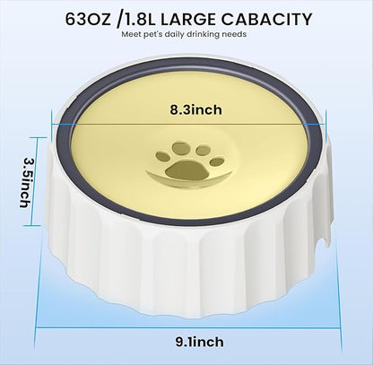 Dog Small Animals Water Bowl No Spill 70oz/2L Large Capacity Dispenser Non Slip No Splash Small Animals Bowl Pet Slow Feeder No Drip Dog Water Bowl on Vehicle for Dogs and Cats - Beige