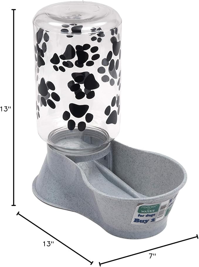 Lixit® Reversible Water or Dry Food Feeders for Dogs and Cats - Made in USA (Gray, 4 Quart)