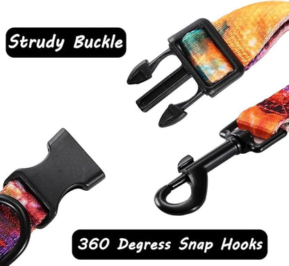 Dog Collar and Leash Set for XSmall Small Medium Large Dogs, Rainbow Stripes, Tie Dye Dog Collar (S(9.9''-11.8''))