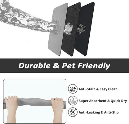 HotLive Dog Food Mat - Absorbent Cat Mat for Food and Water, No Stains Pet Feeding Bowl Mat, Easy to Clean Pet Placemats, Quick Dry Dog Water Dispenser Mat for Messy Drinkers | Grey 18"x 28"