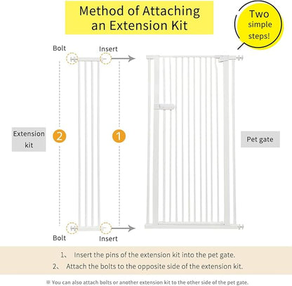 Lumizone Extra Tall Cat Gate Extension Kit 55.12" High Pressure Mounted 2025 New 8.27" Extra Wide 1.37" Gap No Drilling Tall Pet Gate for Dogs (White, 55.12" H x 8.27" W, Extension)