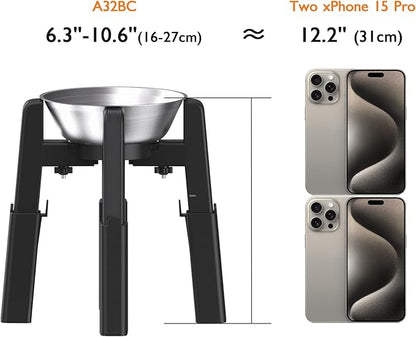 CZPET Elevated Dog Bowl, Raised Dog Bowl Stand with 51oz Stainless Steel Bowl Large Capacity, Height and Size Adjustable & Anti-Slip Stand for Large Dogs