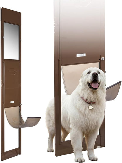 VEVOR Dog Door for Sliding Glass Door, 75 7/8 to 80 11/16 in Adjustable Height, Aluminum Alloy Frame with Rotating Hinges, Lock Design, 13 5/8 x 23 5/8 in Flap, Sliding Glass Pet Door for Renters