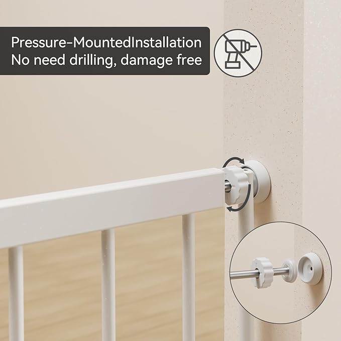 Short Dog Gate Indoor - MOOECKOM 10" Tall Small Dog Gate 18"-36'' Width Expandable, Easily Step Over Pet Gate with 2 Extension Kits - Pressure Mounted for Doorways Stairs.