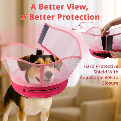 Soft Dog Cone Collar, Inflatable Cones Alternative After Surgery for Large/Medium/Small Dogs to Stop Licking, Elizabethan Neck Ecollars of Shame with Anti-Lick Shield, XL Comfy Pillow Recovery