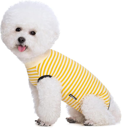 Dog Recovery Suit After Surgery,Spay Neuter Clothes for Female Dogs,Small Medium Dog Shirt,E-Collar Cone Alternative,Prevent Licking Wound Dog Onesie,Pet Surgical Suit(Yellow White -XXL)