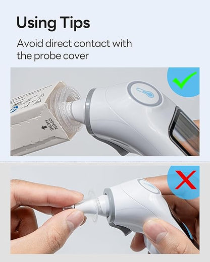 femometer 100 Counts Ear Thermometer Probe Covers, Refill Caps, Lens Filters, BPA Free and Disposable Ear Thermometer Cover Caps