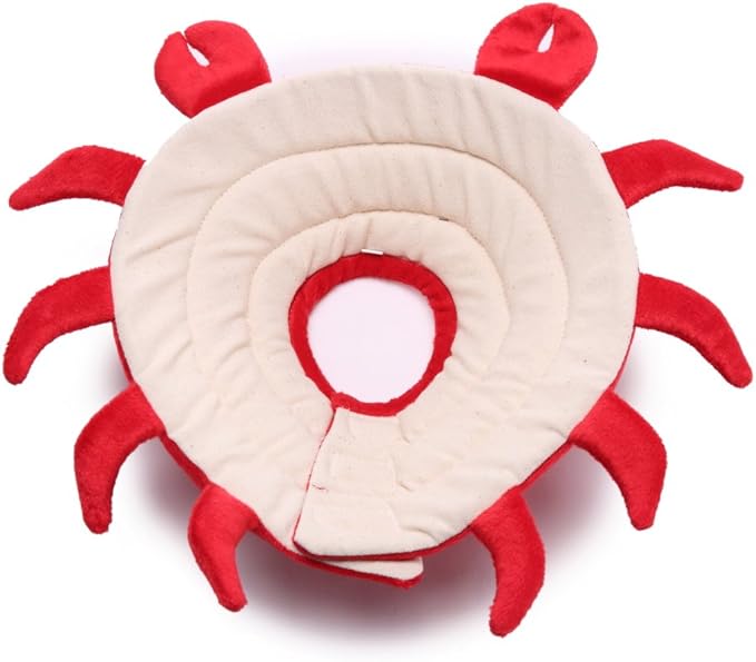Pet Recovery Collar,Dog Protective E-Collar Soft Dog Cone Breathable Secure Lovely Collar for Puppy Small Medium Dogs (S-Neck: 30-33cm, Crab)