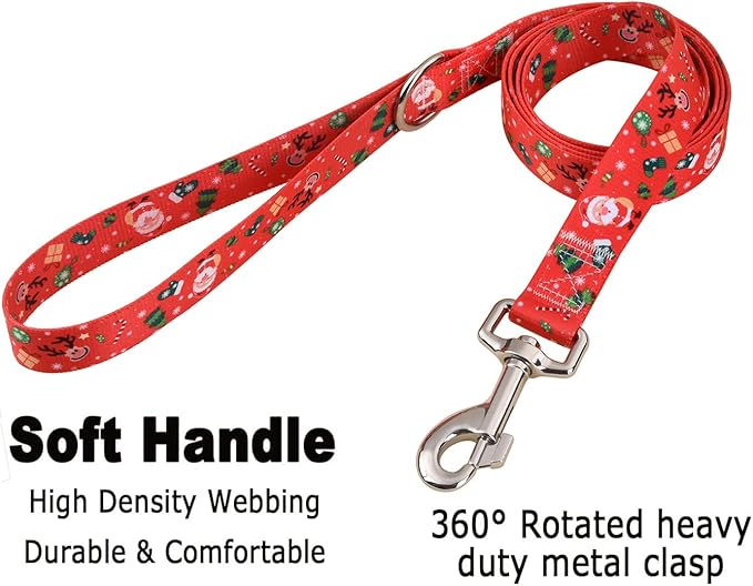 Mihqy Christmas Dog Collar and Leash Set - Premium Adjustable Dog Collar for Small Medium Large Dogs (Christmas Set,M)