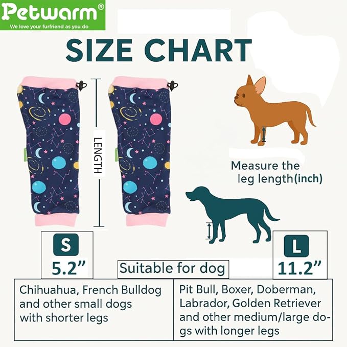 PetWarm Dog Recovery Sleeve 4pcs Set, Dog Leg Sleeve, Ideal for Comfort and Support During Pet Recovery, Suitable for Active or Support Recoverying Pet Use, Pink, L