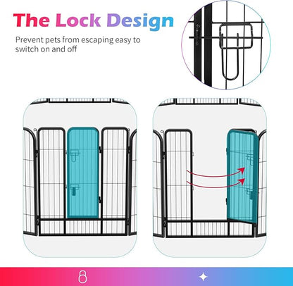 FDW Dog Playpen Dog Pen Dog Kennel 24 Panels 40 Inch Hight Indoor Outdoor Folding Metal Portable Puppy Exercise Pen Heavy Duty Dog Fence for Yard Camping,Black