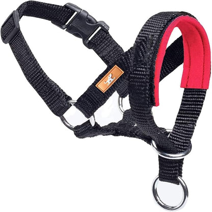 Dog Head Collar, Fabric Padded Head Collar for Dogs to Prevent Pulling, Head Leash for Small Medium Large Dogs Walking(L,Red)