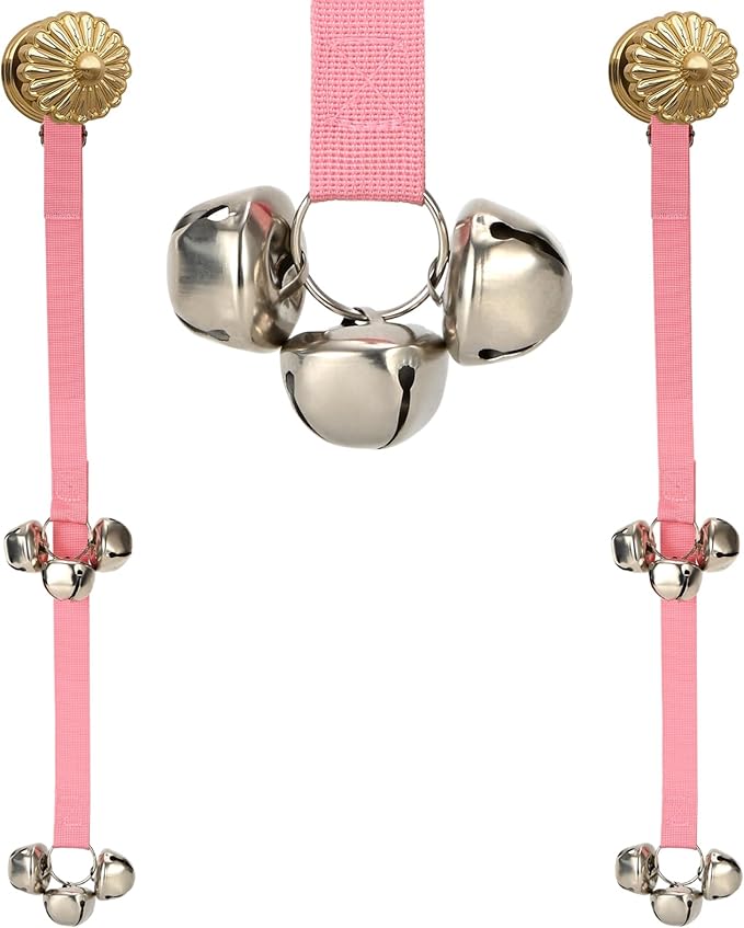 Luckyiren Dog Door Bell for Potty Training, Adjustable Length and Height, Pink