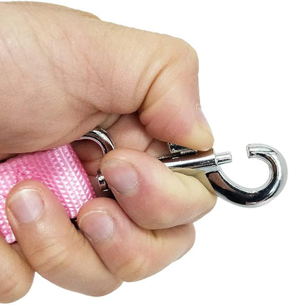 Nylon Dog Training Leash, Traction Rope, 4Ft /5 Foot /6 Feet Long, 5/8 inch 3/4 Inch 1 Inch Wide, for Small and Medium Dogs (1'' x 7 FT, Pink)