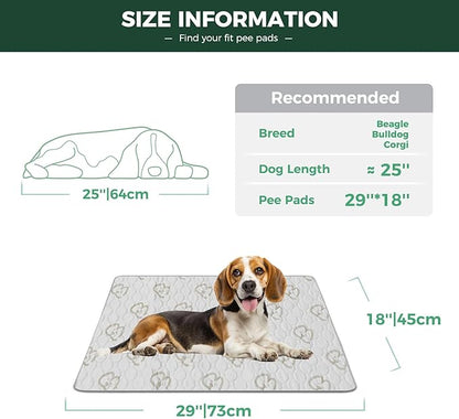 FXW Washable Pee Pads for Dogs, Leak-Proof & Non-Slip, Specifically Designed for Potty Training, 29" × 18" Rectangle, Khaki, 4 Packs