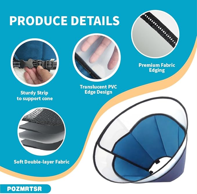 Cone Pet Cone (Blue, M(13.2"-15.5"))