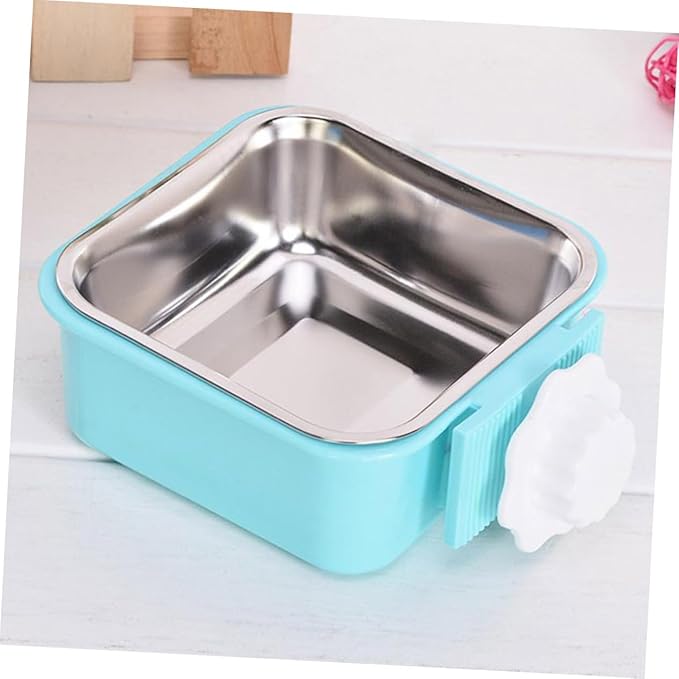 Milisten Stainless Steel Pet Feeding Bowl Fixed Hanging Water Bowl for Cage Removable for Easy Cleaning Blue s Size