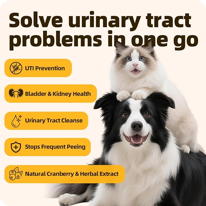 Urinary Tract Supplement for Urinary Tract Health, Infection Treatments, Bladder Health, Dog UTI, Bladder Stones, Incontinence Support, Pain Relief for Cats and Dogs 0.84 Fl Oz (1 Bottle)