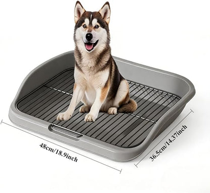 Mesh Dog Potty Tray Removable Stable Structure - Indoor Puppy Training Toilet Pee Pad Holder for Small & Medium Dogs(Grey)