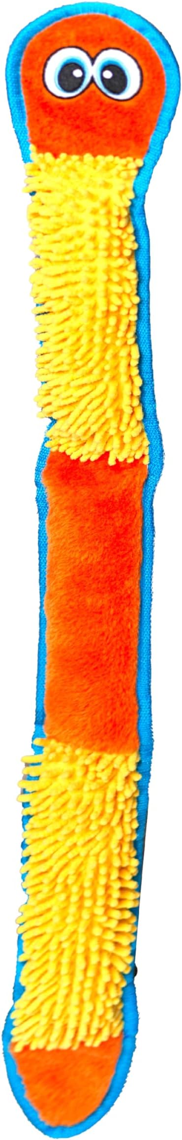 Outward Hound Durablez X-Large Nubby Snake Stuffing-Free Squeaky Plush Dog Toy for Puppies & Dogs - Interactive, Soft Yet Tough, No Mess, Jumbo Squeaker, Long-Lasting Play, 39 inch, Orange