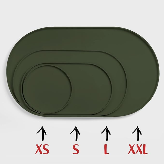 DogBuddy Dog Food Mat - Waterproof Dog Bowl Mat, Silicone Pet Mat for Food and Water Bowls, Nonslip Pet Feeding Mat with Edges, Dogs Food Mats for Floors, Puppy Supplies (XS, Khaki Green)