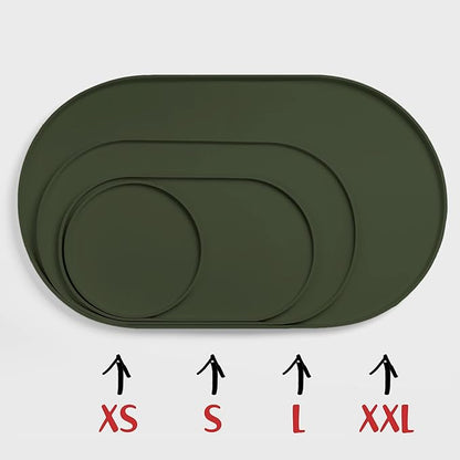 DogBuddy Dog Food Mat - Waterproof Dog Bowl Mat, Silicone Pet Mat for Food and Water Bowls, Nonslip Pet Feeding Mat with Edges, Dogs Food Mats for Floors, Puppy Supplies (XXL: 32" x 19", Khaki Green)