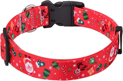 Mihqy Christmas Dog Collar - Premium Adjustable Dog Collar for Small Medium Large Dogs (Christmas, S)