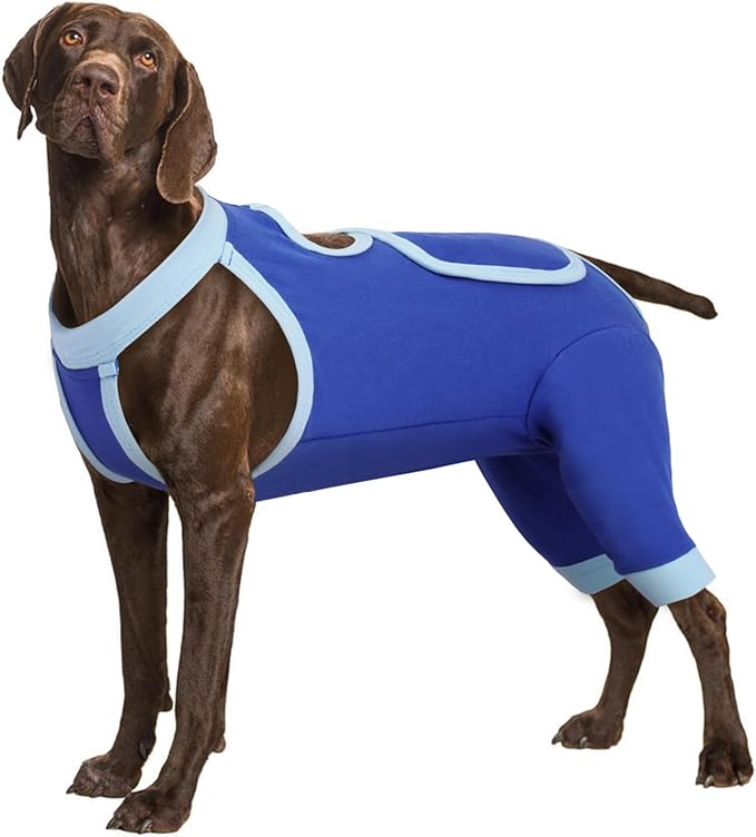 IDOMIK Recovery Suit for Dogs Hind Legs|Dog Surgery Suit for Female Spay Male Neuter,Dog Leg Sleeve to Stop Licking Rear Legs,Long Sleeves Wound Cover Onesie Shirt for Dogs,Cone Collar Alternative