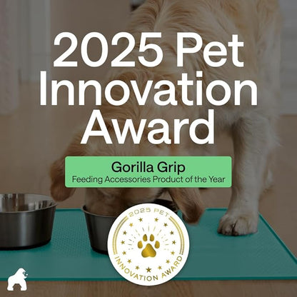 GORILLA GRIP 100% Waterproof Raised Edge BPA Free Silicone Pet Feeding Mat, Dog Cat Food Mats Contain Spills Protects Floors Placemats for Cats and Dogs Water Bowl Pets Accessories 18.5x11.5 Turquoise