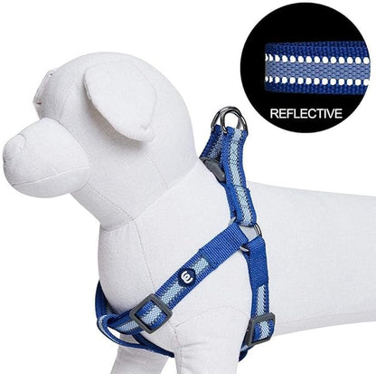 Blueberry Pet Essentials Reflective Back to Basics Matching Dog Harness and Leash Set, Navy Blue, Adjustable Harness with 5 ft Leash for Medium Dogs