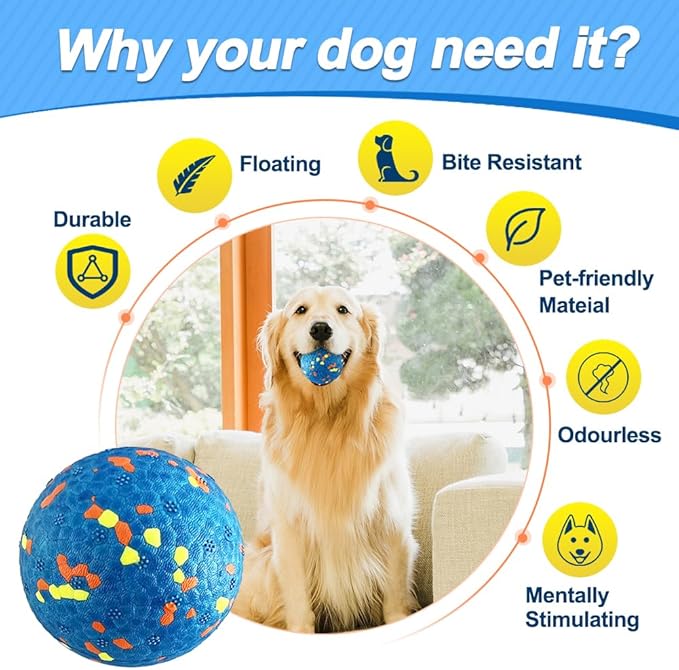 Mankoda Dog Balls, 8Pcs Tennis Ball Toys for Aggressive Chewers, Durable Teething Chew Dog Toys, Diameter 3'' Water Toy Fetch Balls, Interactive Dog Balls for Large and Medium Dogs (8 Balls)