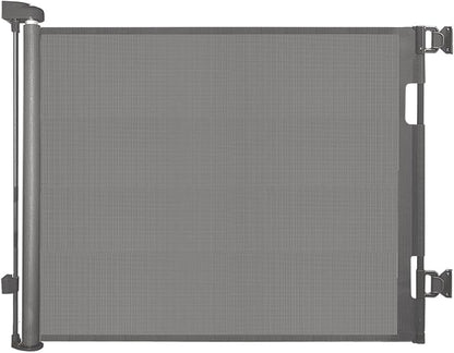 Retractable Baby Gate for Stairs – 33” Height, Expands up to 55” Width – Safety Gate for Infants, Toddlers, Dogs & Pets – Easy Install, Secure Closure, Gray Mesh Design for Indoor & Outdoor Use