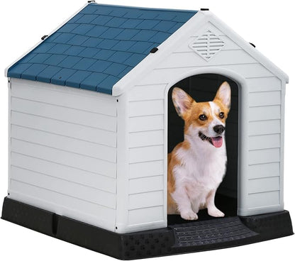 BestPet Dog House Indoor Outdoor Insulated Kennel Durable Plastic Dog House for Small Medium Large Dogs Weather & Water Resistant Pet Crate with Air Vents and Elevated Floor