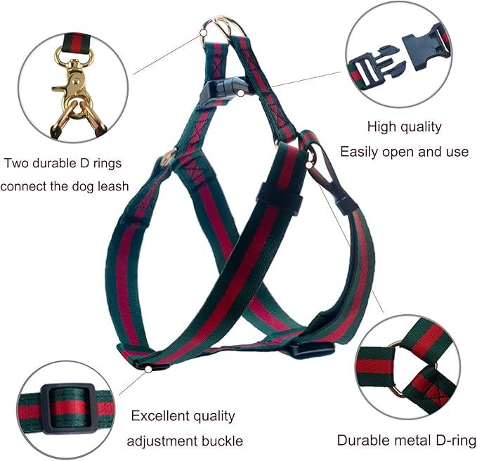 Premium and Stylish Dog Collar Harness and Leash,Soft Comfortable，Chest Adjustable Pet Harness,Luxury Fashion Dog Harness Leashes Set Gift for Puppy Small Dogs