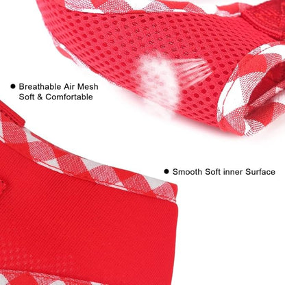 SuperBuddy Upgraded Soft Mesh Dog Harness, Super Breathable Lightweight Pet Harnesses for Puppy Dogs Outdoor Walking, Red Dog Harness and Dog Leash Set Packing -Medium