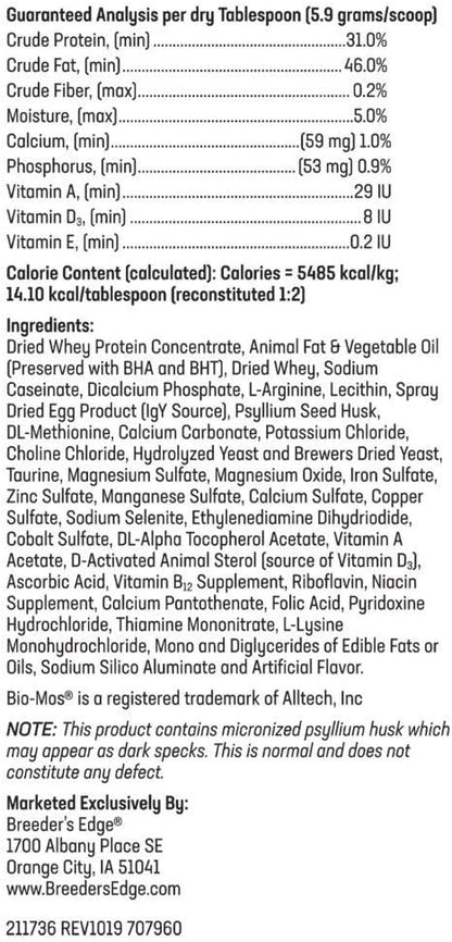 Breeder's Edge Foster Care Canine Milk Replacer Powder, Complete Nutritional Supplement for Puppies & Dogs, Supports Healthy GI & Immune System, Easy to Mix Formula, 4.5 lb