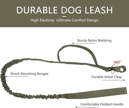DAGANXI Tactical Dog Collar, Adjustable Military Training Nylon Dog Collar with Control Handle and Heavy Metal Buckle for Medium and Large Dogs, with Patches and Airtags Case (M, Green-Set)