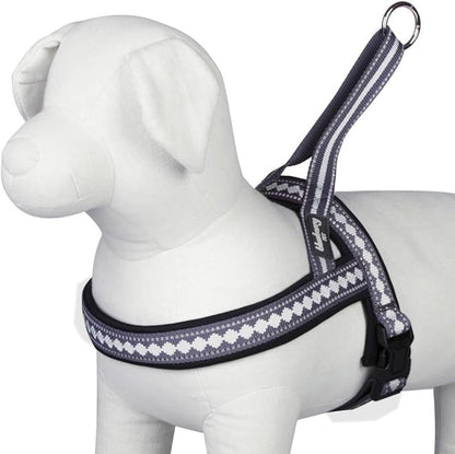 Blueberry Pet 4 Colors Soft & Comfy 3M Reflective Jacquard Padded Dog Harness, Chest Girth 20.5" - 26", Purple Grey, Medium, Adjustable Harnesses for Dogs