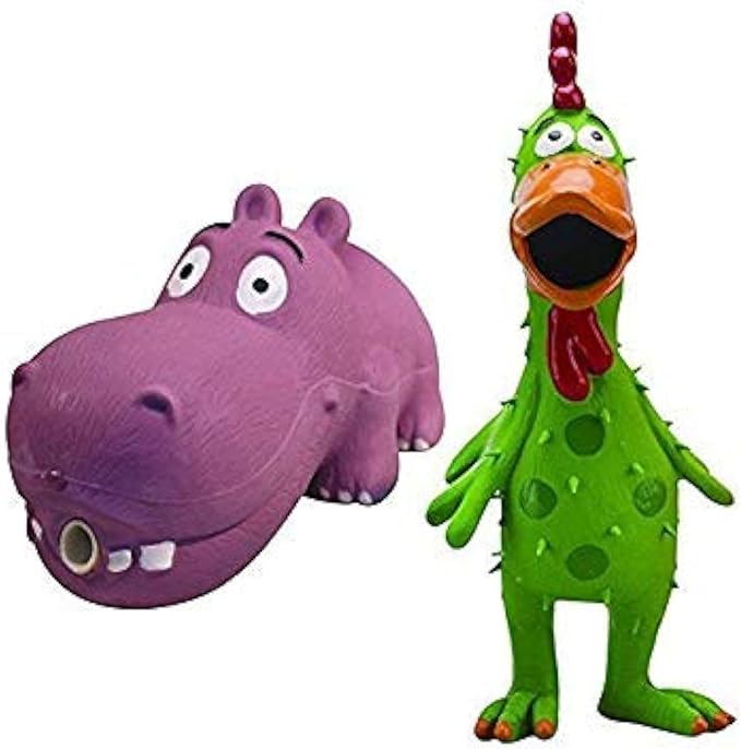 Multipet Latex Chicken Globken Dog Toy Assorted Size:Chiken and Hippo