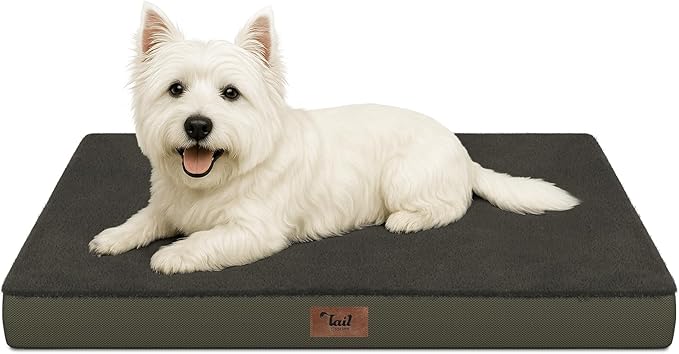 Comfort Dog Bed for Small Dogs & Cats, Waterproof Dog Crate Mat Orthopedic Egg Crate Foam with Washable Removable Cover, Coffee
